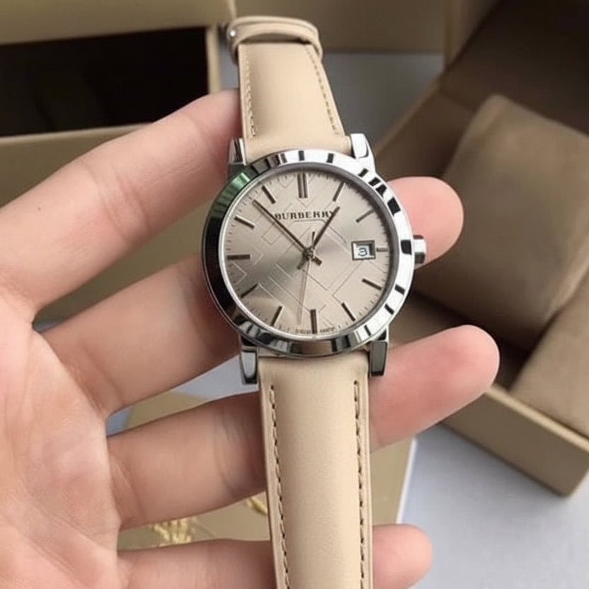 Burberry 34mm Ladies Heritage Check Dial Beige
