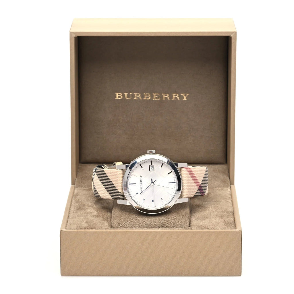 Burberry 38mm Ladies Heritage Nova Check Silver
