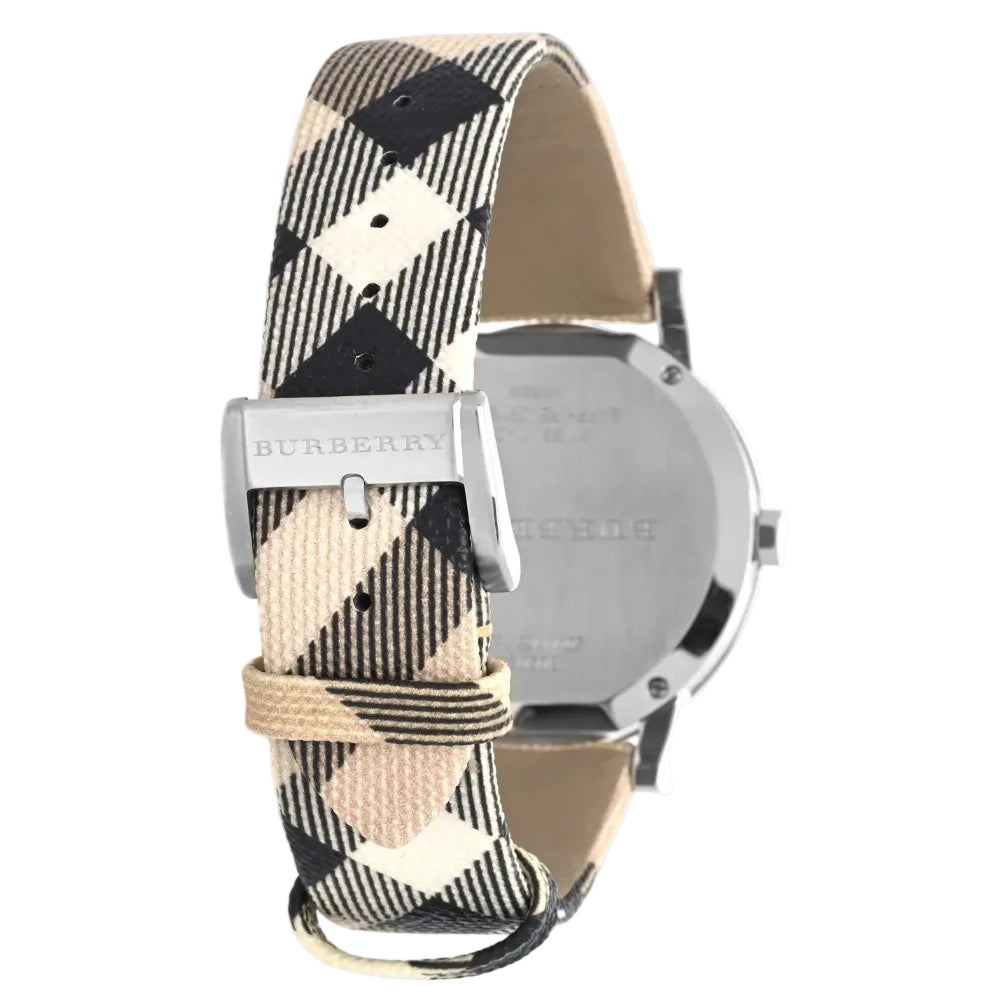 Burberry 38mm Ladies Heritage Nova Check Silver