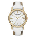 Burberry 34mm Ladies Gold/White Leather