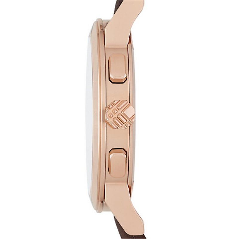 Burberry 38mm Men's The City Chocolate Leather Rose Gold