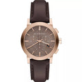 Burberry 38mm Men's The City Chocolate Leather Rose Gold