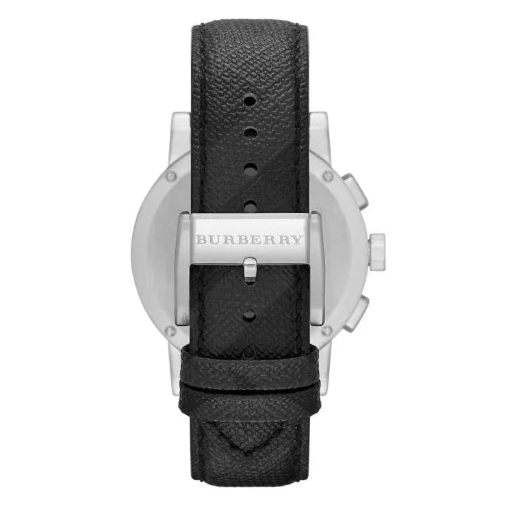 Burberry 42mm Men's Chronograph Leather Silver/Black