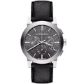 Burberry 42mm Men's Chronograph Leather Silver/Black