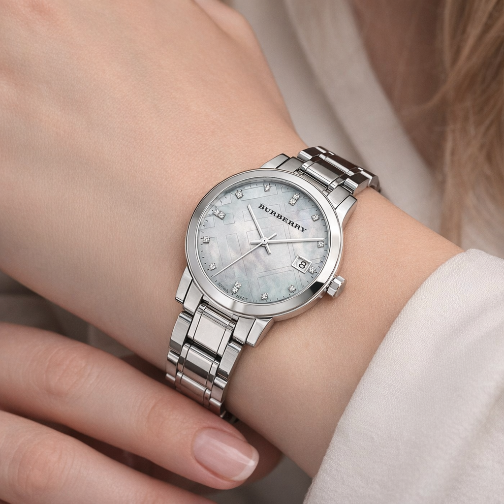 Burberry 34mm Ladies The City - Crystal/Pearl Silver